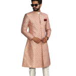 Handmade Banarasi Brocade Achkan | Silver Pink Father Son Combo | Jaipurio